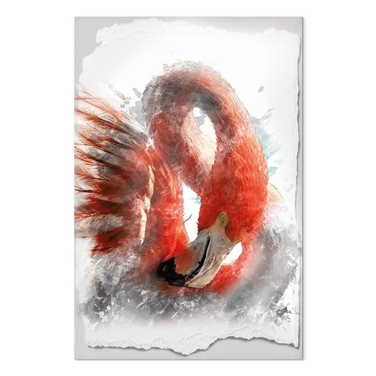 Flamenco rojo (1 pieza) - majestuoso pájaro en fondo blanco