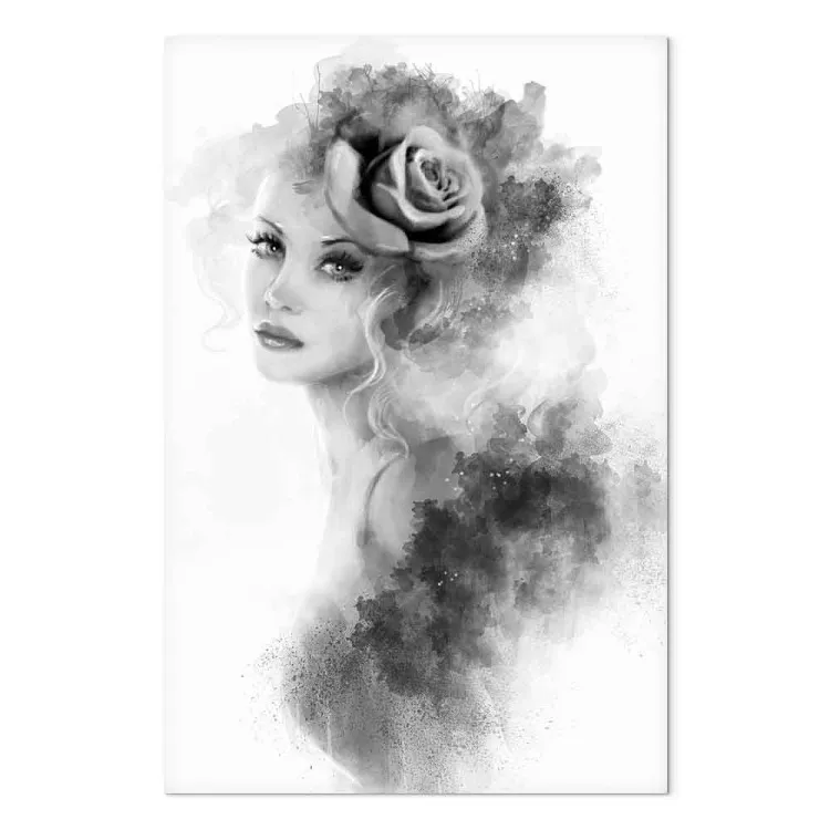 Rosa en Cabello (1 parte) - Rostro de Mujer en Acuarelas