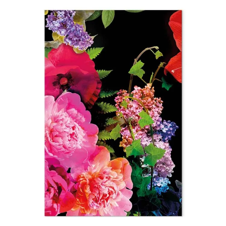 Fuerza de naturaleza - flores y vegetación intenso sobre fondo negro
