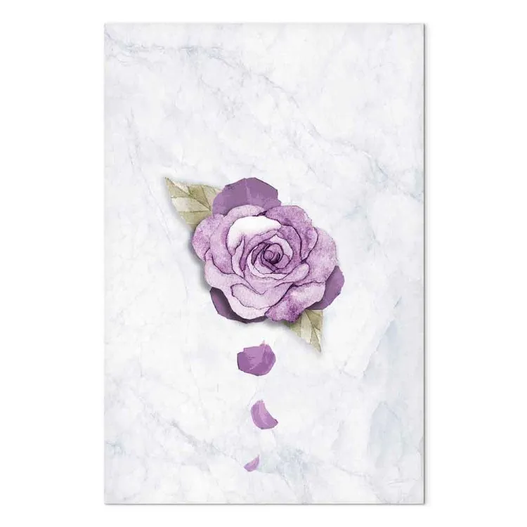 Rosa acuarela - una planta morada sobre un fondo de mármol claro