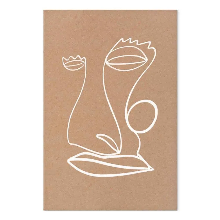 Cara sensible - arte lineal abstracto sobre fondo beige