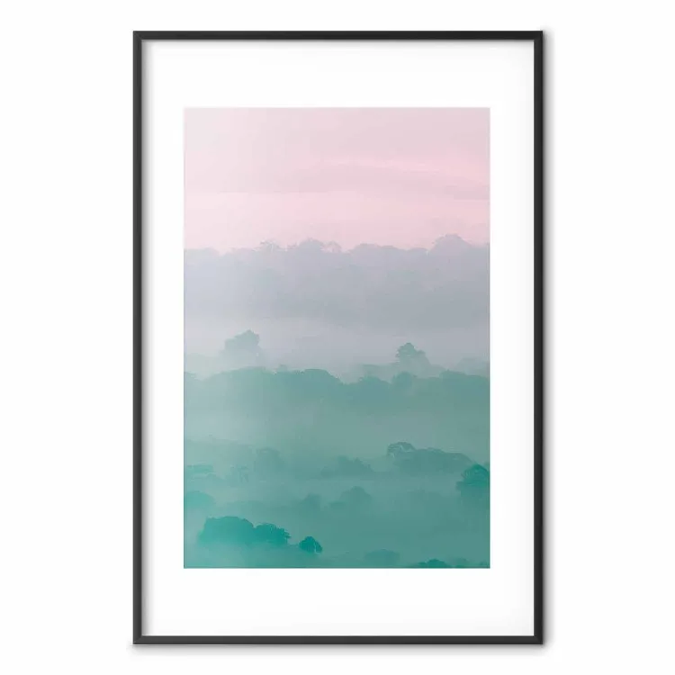 Amanecer neblinoso - paisaje arbolado niebla pastel