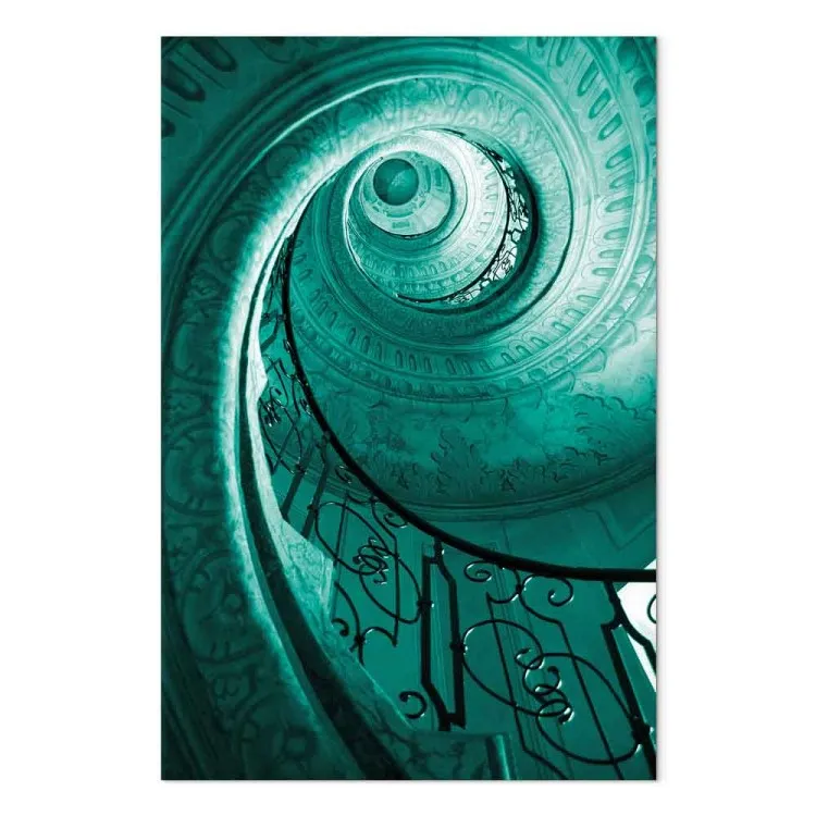 Escalera de caracol - foto de la escalera en color turquesa
