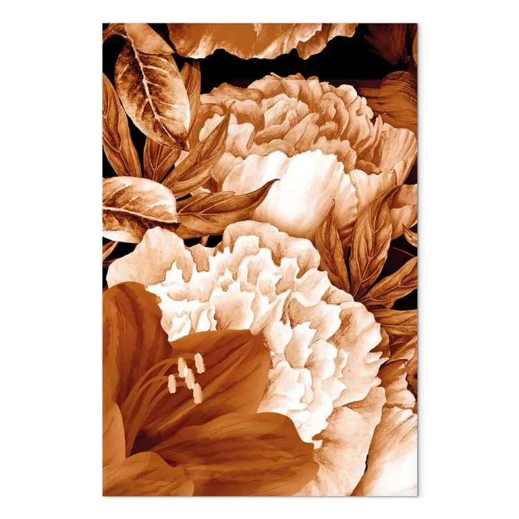 Ramo de lirios y peonias en sepia - foto con flores en sepia