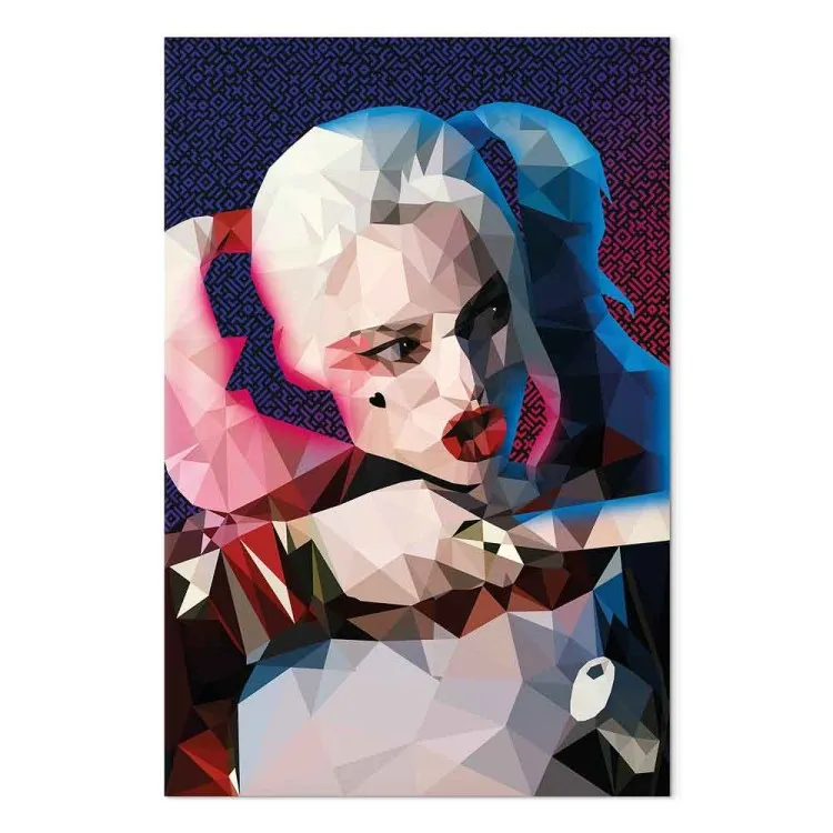 Heroína famosa - retrato geométrico y colorido de una mujer joven