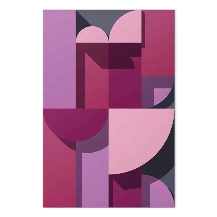 Figuras geométricas de color rosa y brezo - abstracto sobre fondo gris