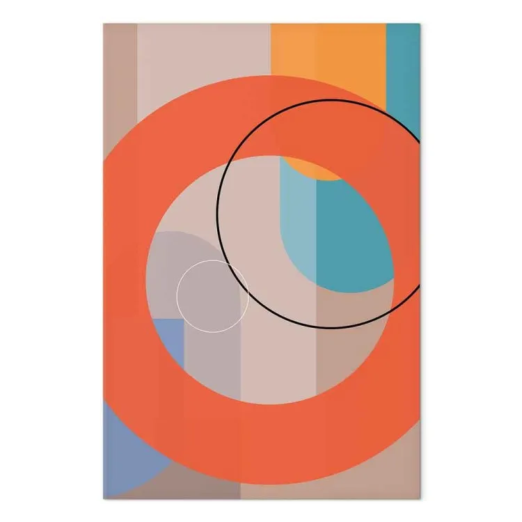 Círculos y semicírculos - figuras geométricas multicolores fondo beige