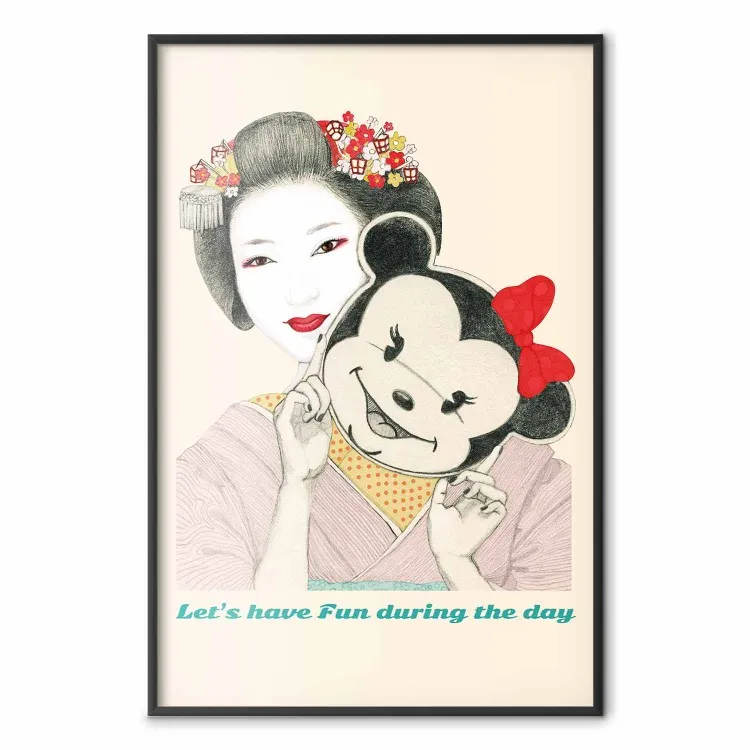 Geisha divertida - retrato de mujer con máscara de ratón