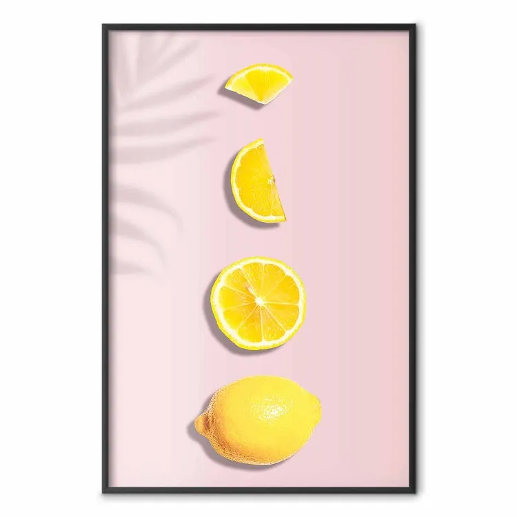 Pedazo de exotismo - limón en diferentes secciones sobre fondo pastel