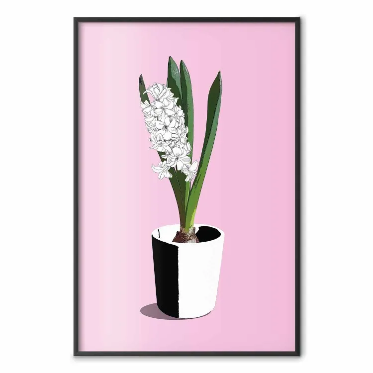 Delicadeza floral - planta en maceta sobre fondo pastel rosa
