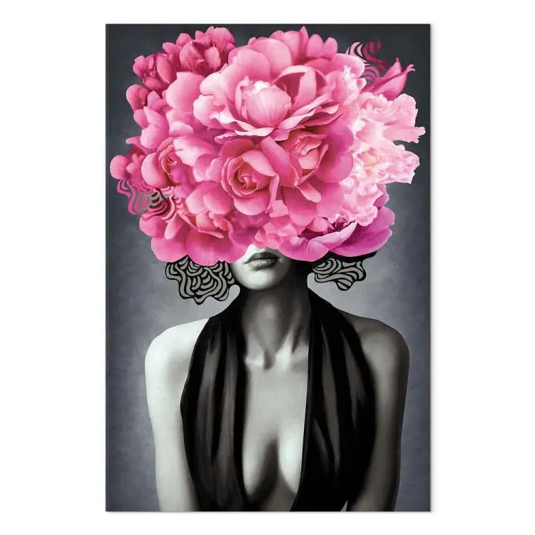 Mujer Noir (1-pieza) vertical - retrato de mujer con motivos vegetales