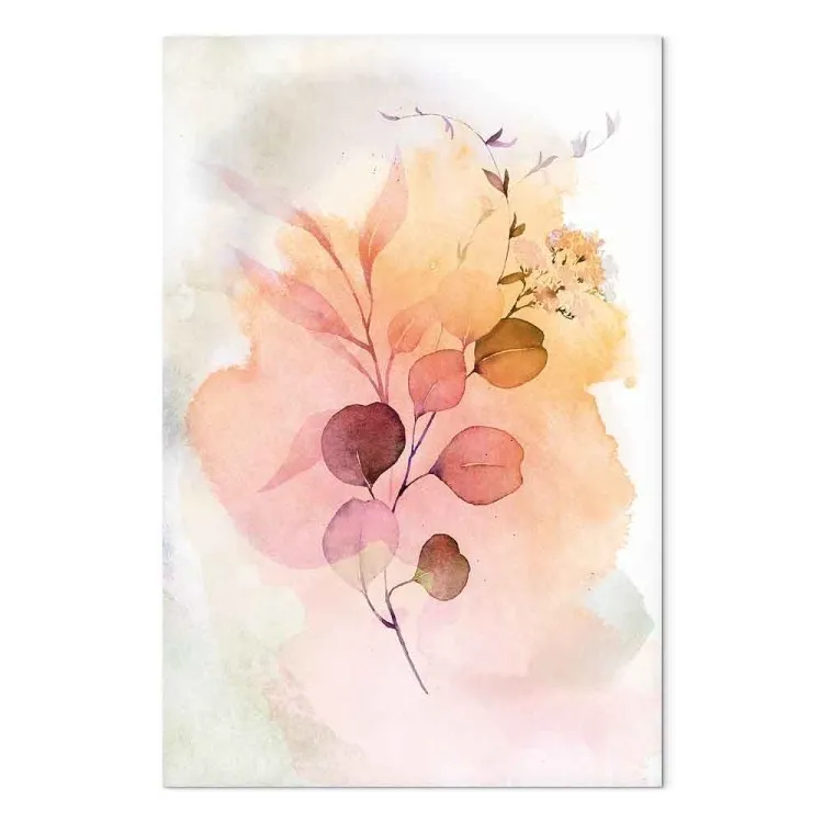 Ramita acuarela (1 pieza) vertical - flor sobre fondo colores diluidos