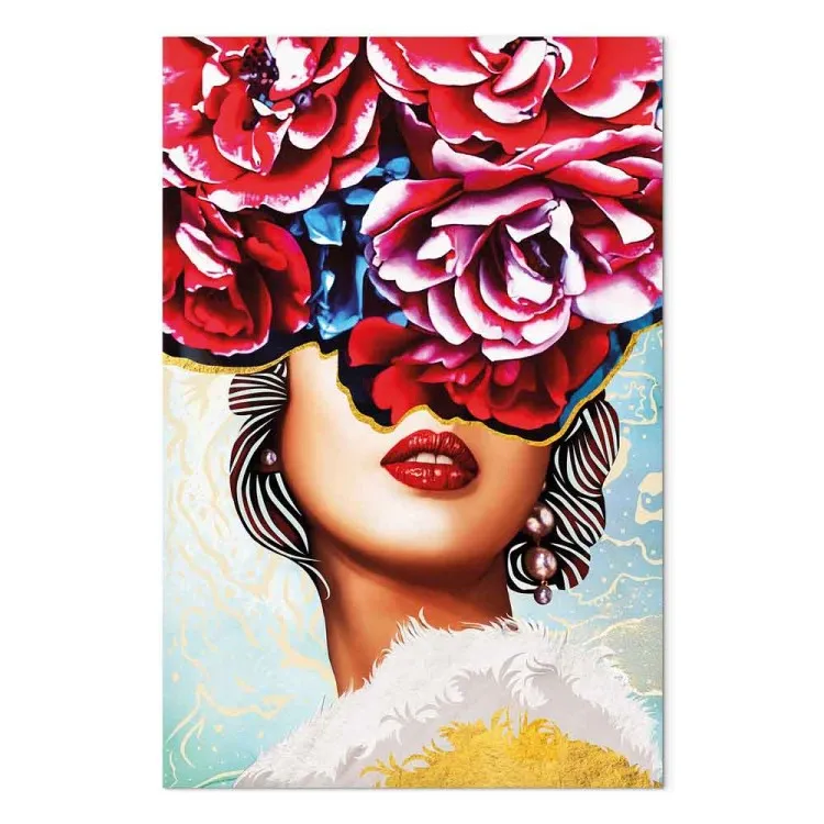 Dulces labios (1 pieza) vertical - abstracto de mujer y flores