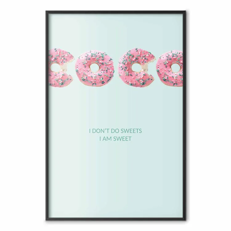 Moda dulce - texto abstracto con donas sobre fondo pastel