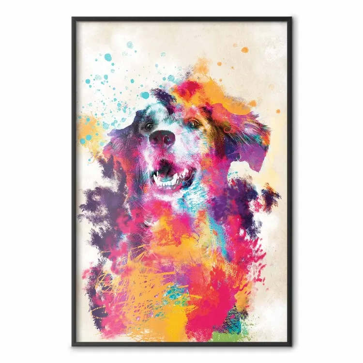 Perro de acuarela - abstracción colorida única con animal doméstico