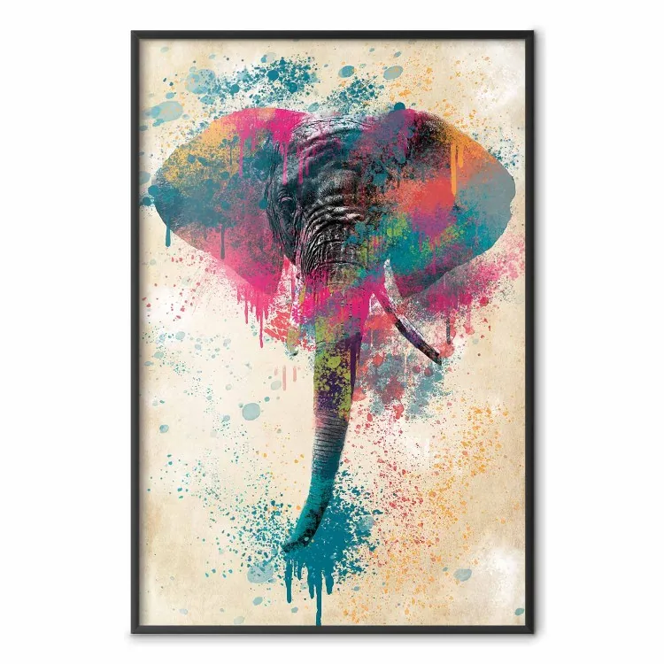 Elefante de acuarela - abstracción colorida con animal africano