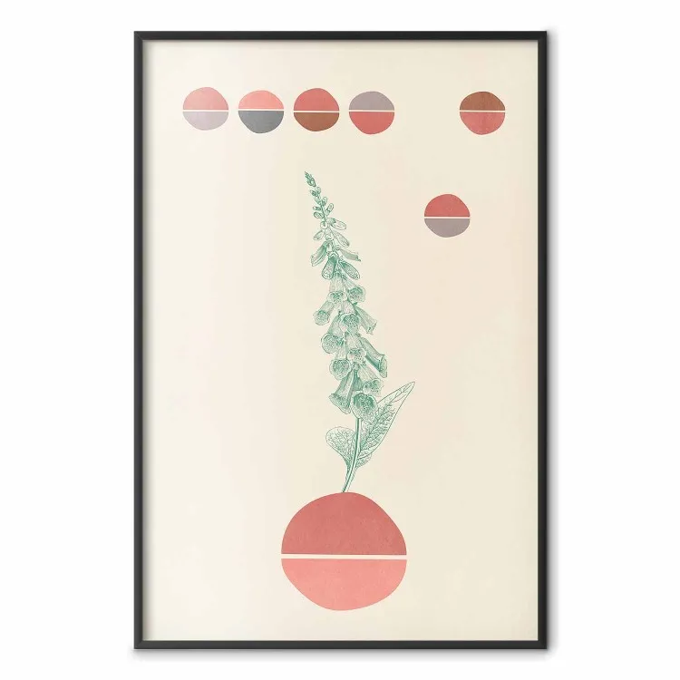 Campanillas - abstracción con planta verde y círculos