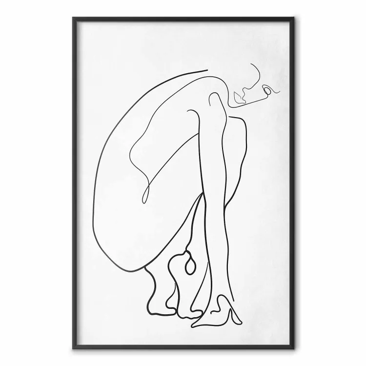 Línea perfecta - dibujo lineal de mujer en fondo contrastante