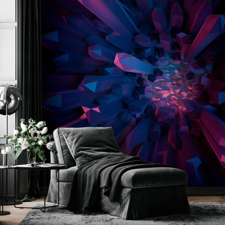 Cristal - fantasía geométrica con elementos 3D en tonos violeta