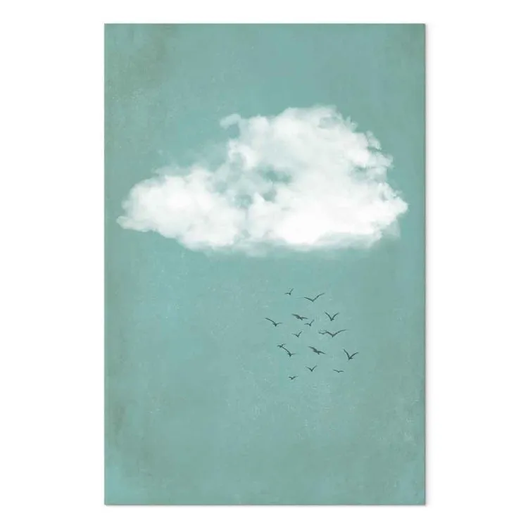 Nubes y pájaros - paisaje de cielo en pastel en estilo japonés