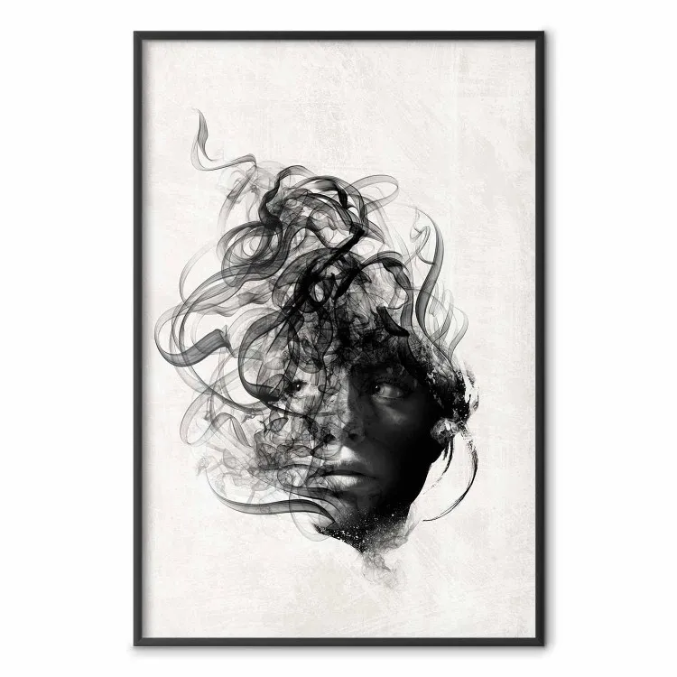 Pensamientos dispersos - rostro femenino en tema abstracto