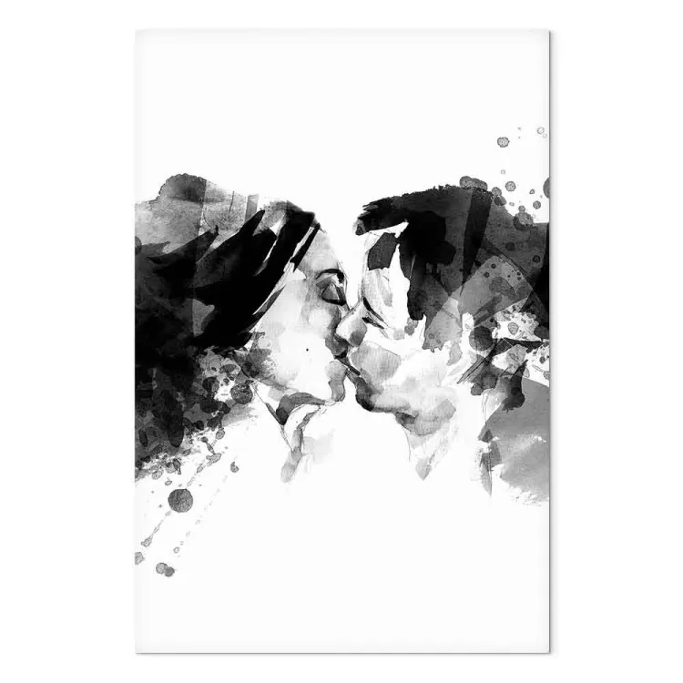 Beso de pareja - gráficos en blanco y negro con dos personas besándose
