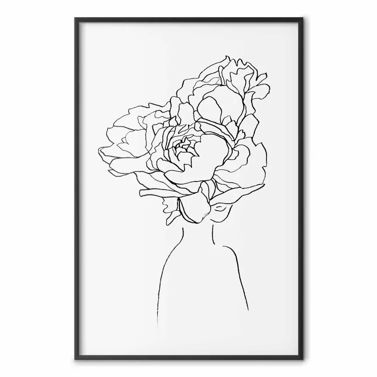 Sobre las flores - dibujo abstracto de mujer con flores
