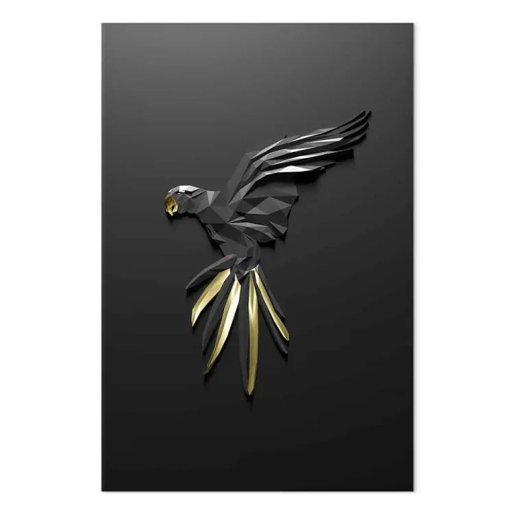 Loro negro (1 pieza) vertical - pájaro con textura geométrica