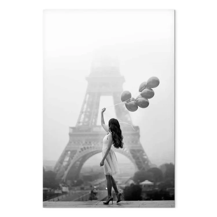Walk in the wind (1 pieza) vertical - mujer en París con globos