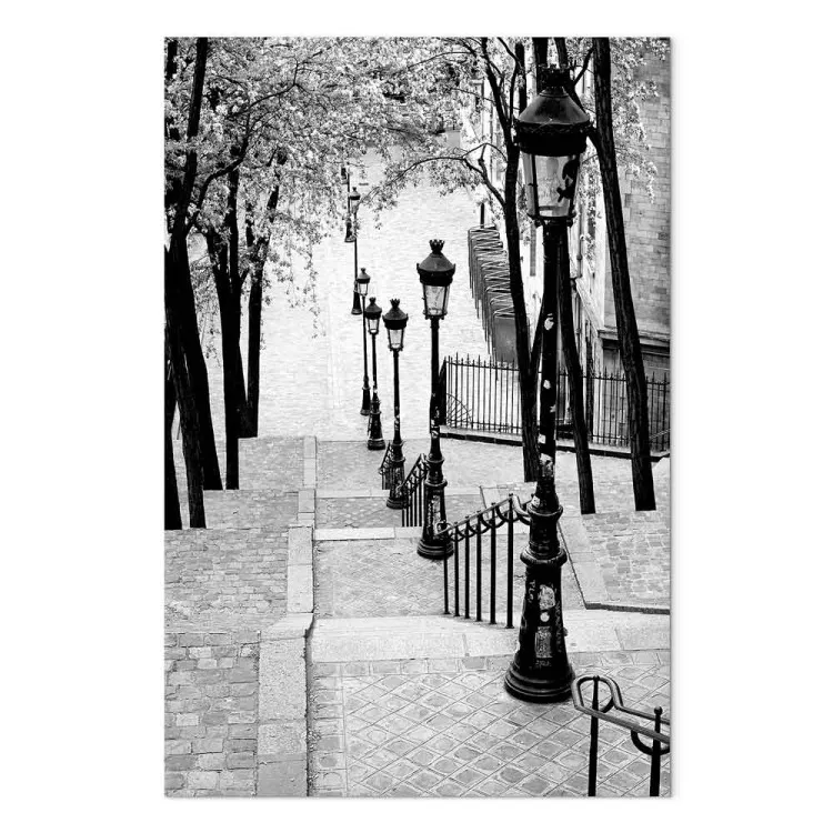 Montmartre (1 pieza) vertical - aceras en blanco y negro en París