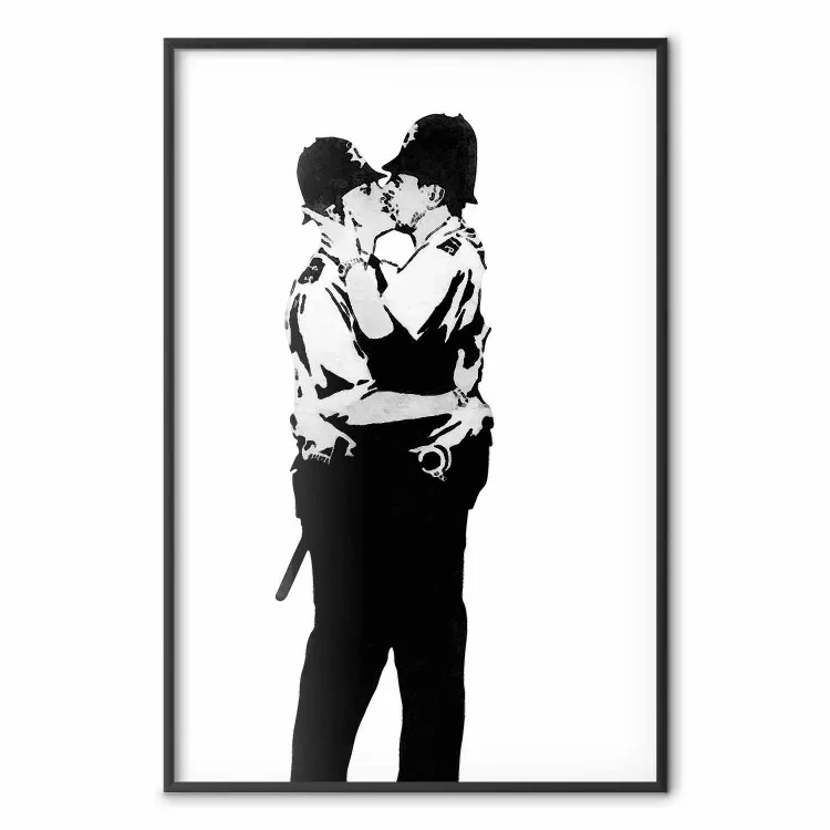 Kissing Coppers: dos figuras negras besándose, al estilo Banksy