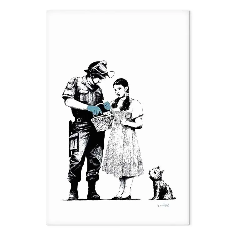 Chica, perro y policía - gráfico de estilo de arte callejero juvenil