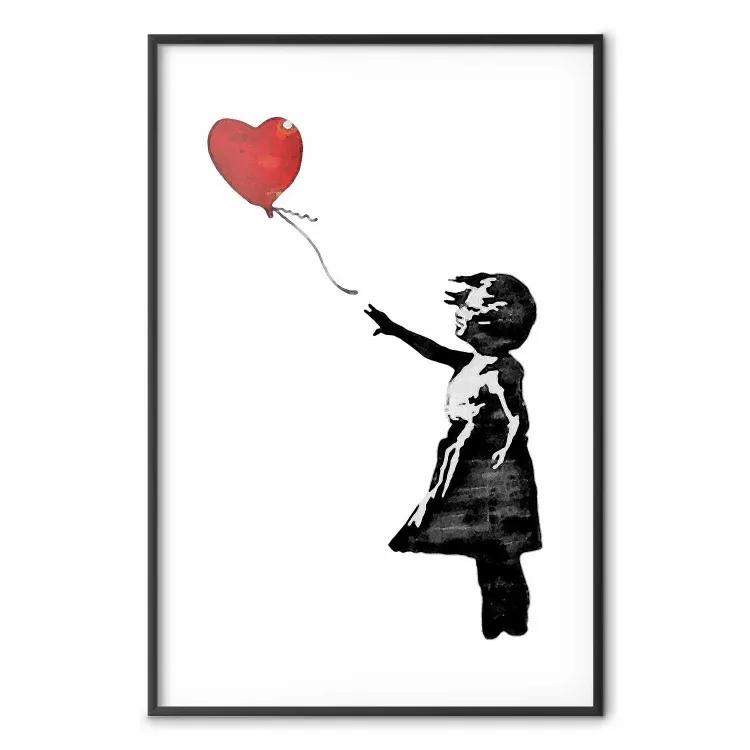 Chica con globo - globo en forma de corazón volando