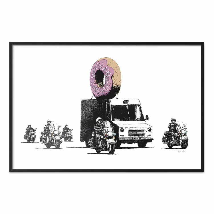 Policía de donuts: coche donut y moto de policía