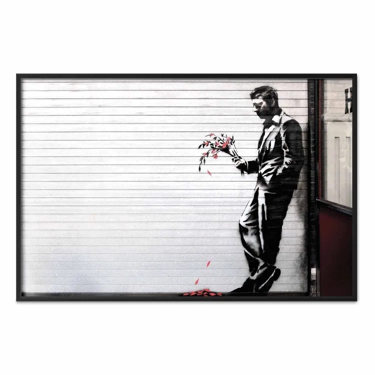 Enamorado - hombre flores puerta blanca