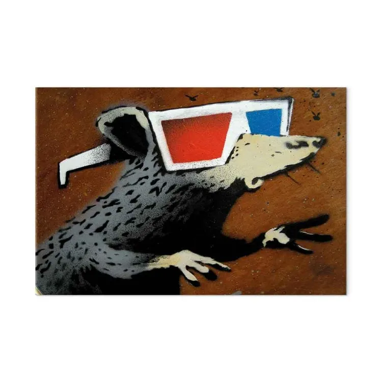 Ratón con gafas 3D (Banksy) - arte callejero de un animal fantástico