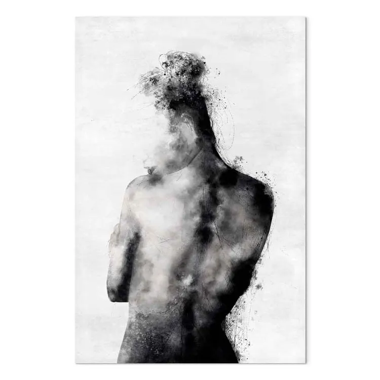 Thoughtful (1 pieza) vertical - silueta abstracta en blanco y negro