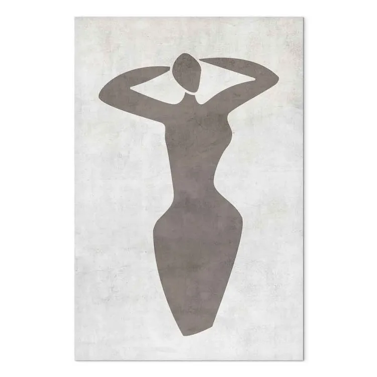 Mujer con las manos levantadas - gráfico en blanco y negro estilo boho