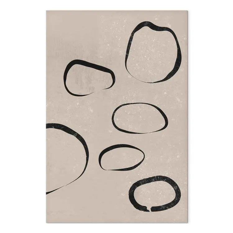 Círculos negros asimétricos - abstracción de estilo japonés