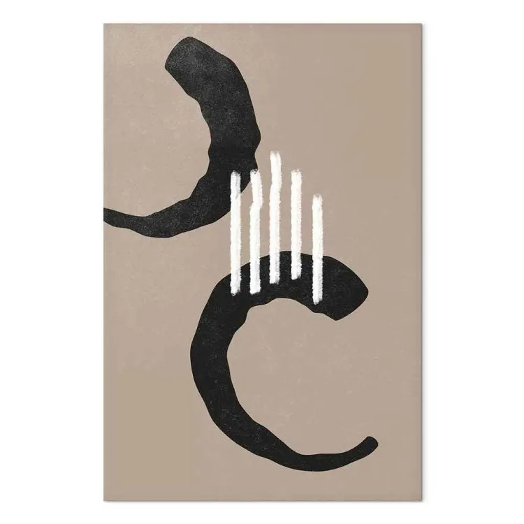 Semicírculos negros - abstracto estilo scandi boho sobre fondo beige