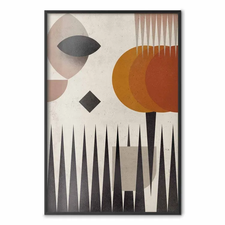 Sol detrás de las montañas - figuras geométricas abstractas de colores