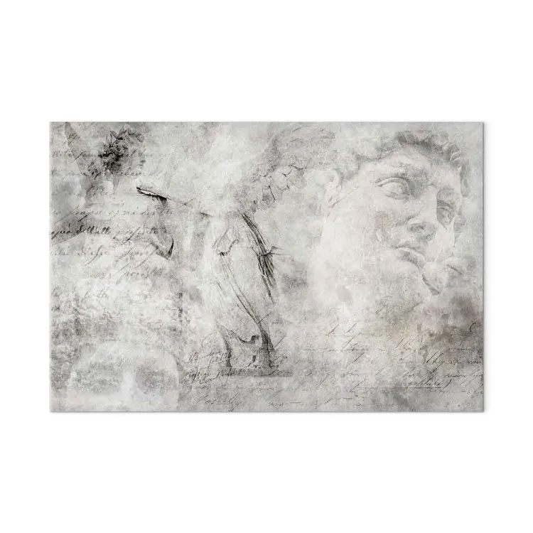 Renacimiento - abstracción con imágenes de esculturas e inscripciones