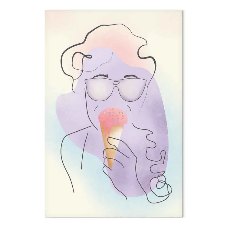 Helado con chispitas - abstracto con fondo azul y cono de helado