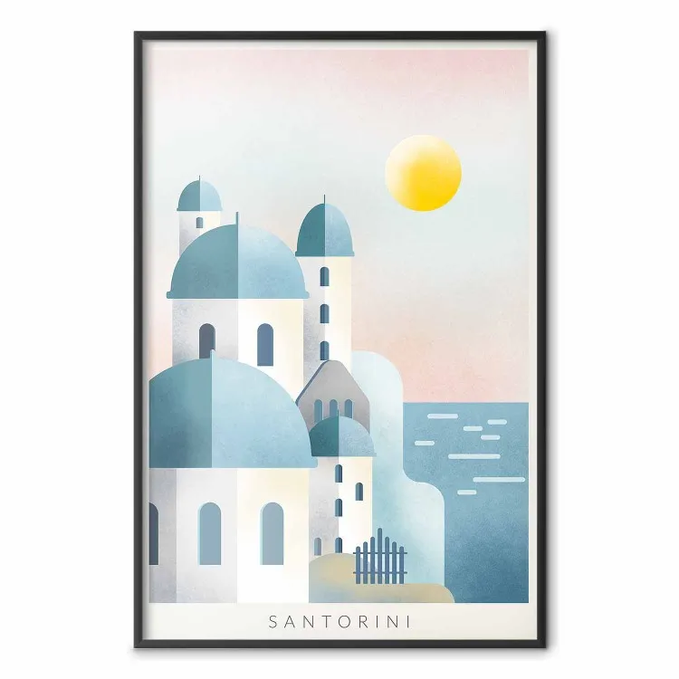 Isla azul - paisaje en colores pastel de la arquitectura de Santorini