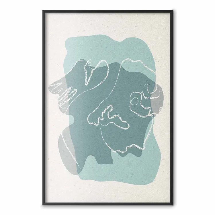 Invitado de primavera - line art sobre fondo azul en tema abstracto