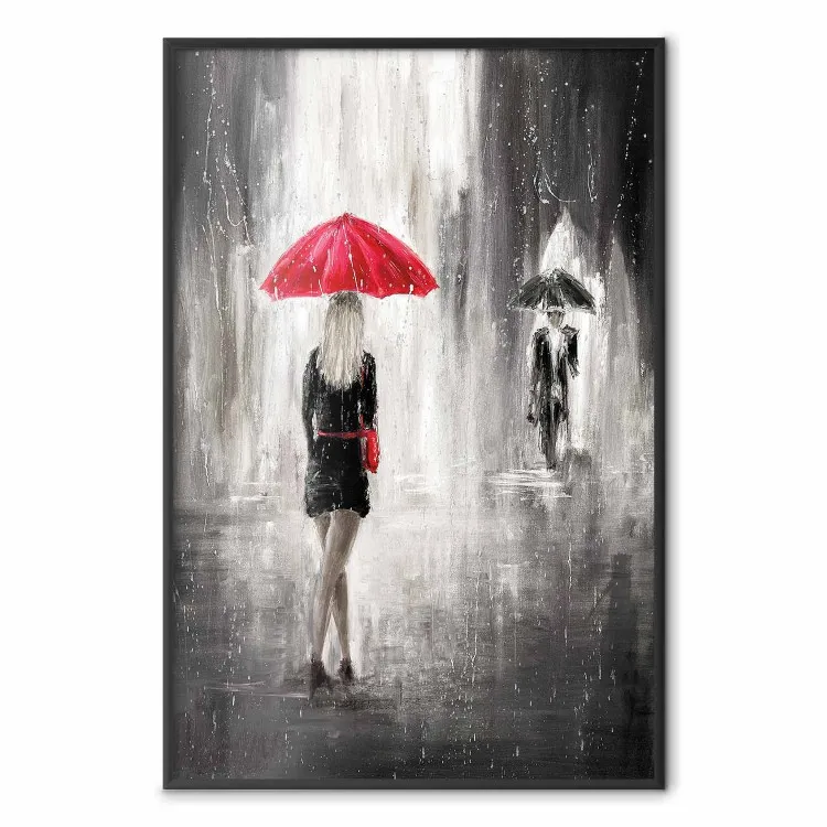 Encuentro bajo lluvia - pareja blanco/negro lluvia