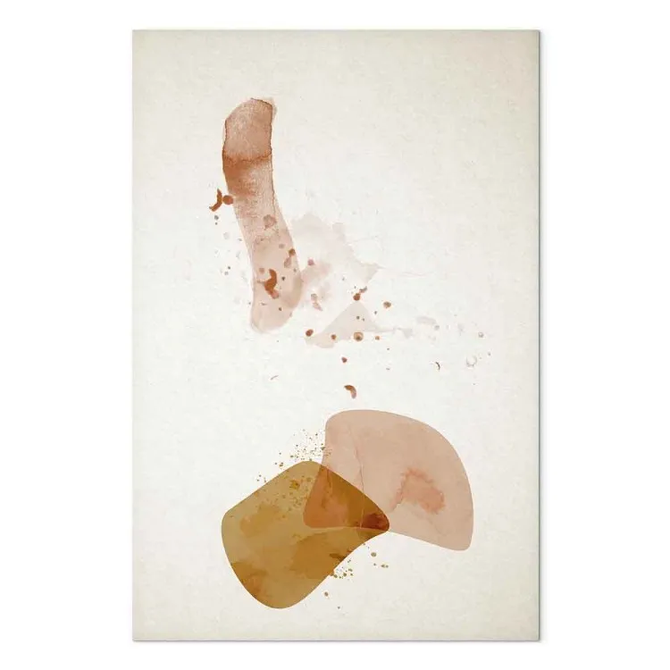 Obra iniciada - abstracción con formas ovaladas y una raya roja
