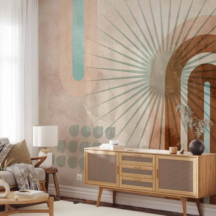 Arcos geométricos - abstracto en acuarela con sol