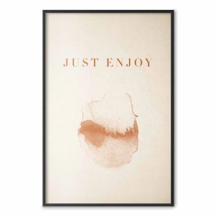 Just Enjoy - letra inglesa y motivo de acuarela sobre fondo beige