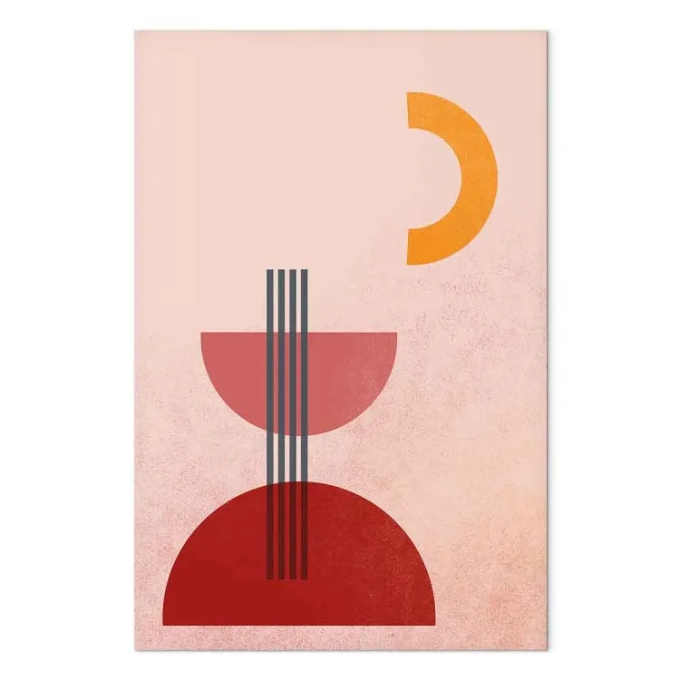 Fuente abstracta y luna - motivo gráfico en colores rojos